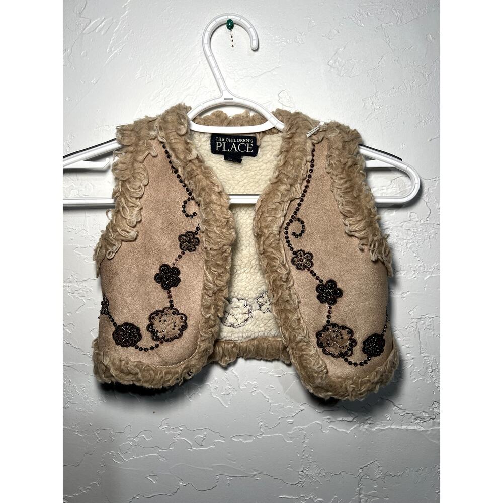 Baby girls penny lane western boho chic sherpa lined‎ embroidered vest XS 4